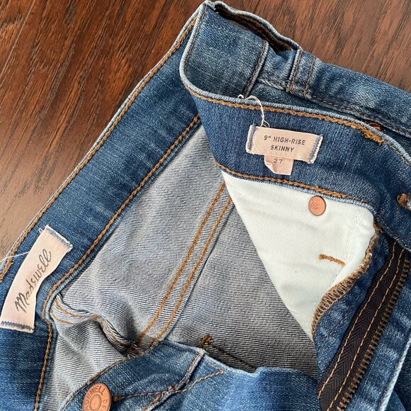 Madewell 9" High-Rise Skinny Jeans - Bonita Wash Side-Slit, Slim Fit, Size 27 - Picture 6 of 8